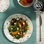 Corelle Vitrelle 18 Piece Glass Dinnerware Sets Service for 6, Triple Layer Chip & Crack Resistant Glass Plate and Bowl Sets, Wildflower