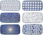 Selamica Ceramic Serving Platters, 12 Inch Serving Trays for Party Entertaining, Large Rectangular Serving Plates for Food, Set of 6, Vintage Blue