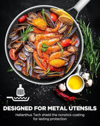 Nonstick Sauce Pan with Lid, Non-Toxic Tri-Ply Hybrid Ceramic Saucepan, 1.5&2.5 Quart Stainless Steel Pans, PFAS/PFOA/PTFE Free, Dishwasher & Oven Safe, Induction Compatible