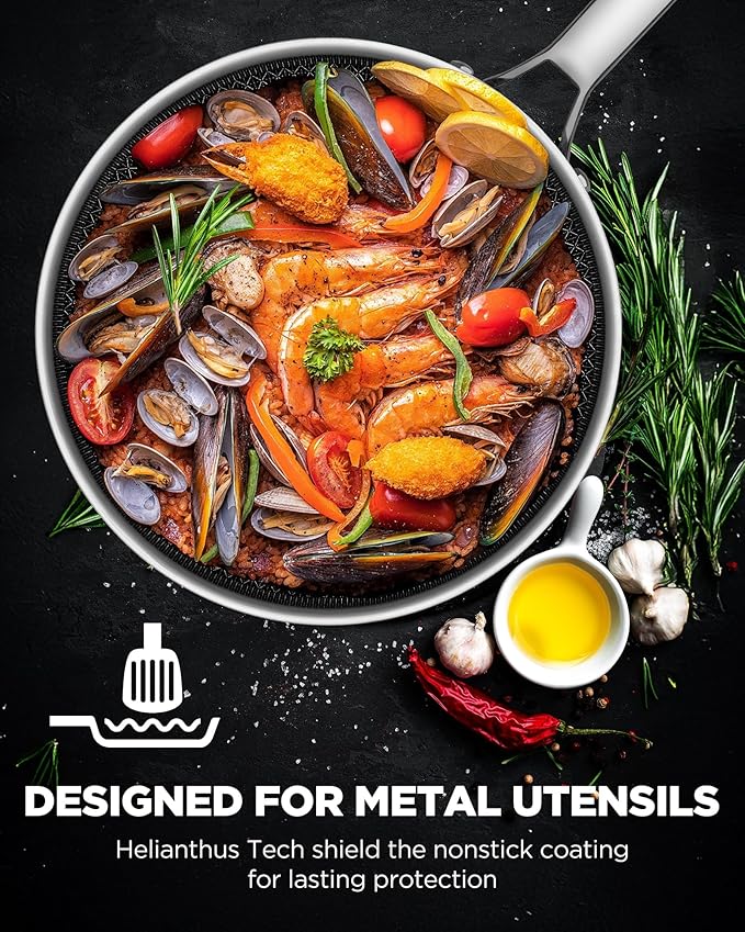 Nonstick Sauce Pan with Lid, Non-Toxic Tri-Ply Hybrid Ceramic Saucepan, 1.5 Quart Stainless Steel Pans, PFAS/PFOA/PTFE Free, Dishwasher & Oven Safe, Induction Compatible