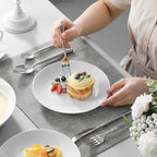 MALACASA 30-Piece Gourmet Porcelain Dinnerware Sets, Modern White Round Dish Set for 6 - Premium Serving Plates and Bowls Sets for Dessert, Salad, Soup, Pasta - Series AMELIA
