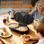 Baker’s Friend Double Belgian Waffle Maker Thick, 2 X 6” Round Waffle Maker, Belgium Waffle Iron, Waflera Electrica with Non-stick Plates, 1200W, Perfect for Kids & Family Breakfast, Graphite