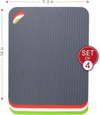Dexas Heavy Duty Cutting Board Grippmat, Flexible Cutting Boards for Kitchen, Set of 4, Non Slip Plastic Board Cutting Mat 11.5 by 14 Inches Gray, Red, White and Green Set, Kitchen Gadgets