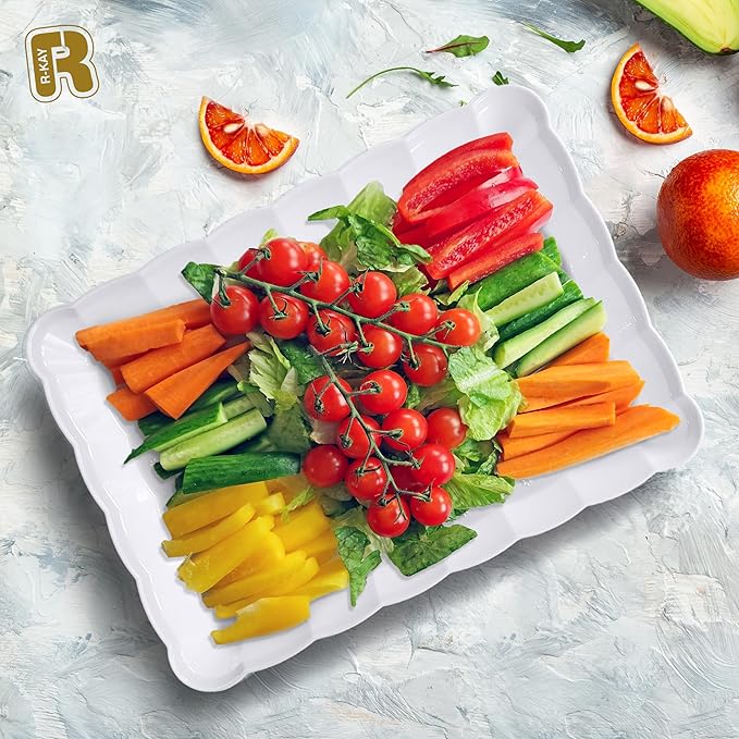 6 Pack White Serving Tray - 9 x 13 Inch, Heavy Duty White Serving Trays and Platters for Party - Premium Serving Platters