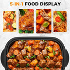 14 Quart Roaster Oven with Self-Basting Lid, Turkey Defrost & Warm Function, Turkey Roasting Pan with Removable Roasting Rack, Adjustable Temperature for Use as a Slow Cooker, Stainless Steel, Silver