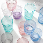 Godinger Highball Drinking Glasses, Acrylic Drinking Glasses Set, Elegant Tall Plastic Cups, Vintage Romantic Decor - Set of 4, Blush (Pack of 2)