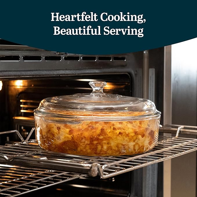 Libbey Baker's Basics 2 Piece Casserole Dish with Lid - Elegant Glass Casserole Dishes for Oven - Versatile Baking Dishes to Store Leftovers and More