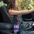 Mixpresso Purple Personal Single Serve Coffee Maker with 14oz Travel Mug, Drip Small Coffee Maker with Auto Shut Off, Reusable Filter, Works with Ground Coffee Only – Not for K-Cup Pods