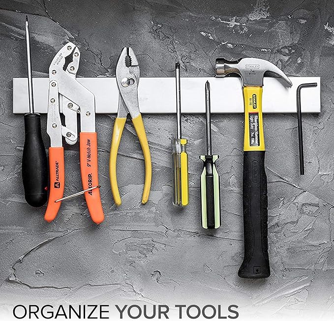Modern Innovations 16 Inch Stainless Steel Magnetic Knife Bar with Multi-Purpose Functionality as a Knife Holder, Knife Strip, Magnetic Tool Organizer, Art Supply Organizer & Home Organizer