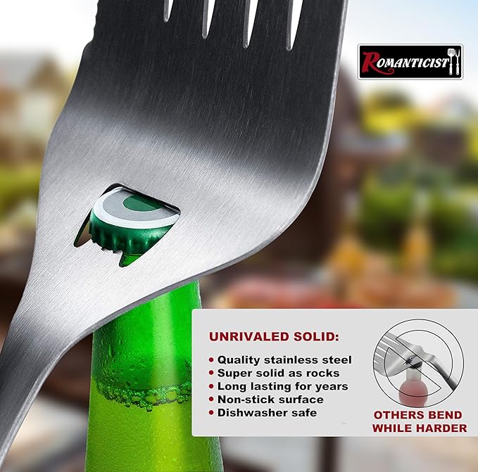 ROMANTICIST 4pc Heavy Duty Grill Accessories for Top Chef - Professional Grill Tools Set & Basic BBQ Tools for Backyard Restaurant Outdoor Kitchen - Deluxe Grill Gift for Dad on Father’s Day Christmas
