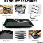 5 Pack Catering Trays with Lids – 17" Serving Tray with Lid, Heavy Duty Recyclable Plastic Party Platters for Catering, Buffet, Picnics & Events – Food Trays with Clear Lid (17.72 x 12.20 x 2.95 inch)