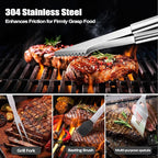 Papa Gifts from Grandkids, Gifts for Papa Christmas, Grilling Accessories, Heavy Duty Stainless Steel Grill Set BBQ Grill Tools for Outdoor Grill with Aluminum Case, Camping Grill Utensils Set