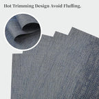 Leetaltree Denim Blue Placemats Set of 12 - Heat Resistant Non-Slip Place mats for Dining Table, Washable Durable PVC Vinyl Woven Table Mats（Denim Blue, 12）