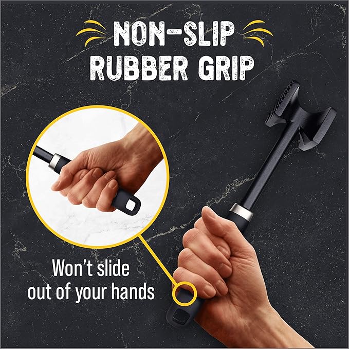 ﻿Checkered Chef Meat Tenderizer Tool - Dishwasher Safe Metal Kitchen Mallet for Tenderizing Chicken, Beef, Pork & Nuts with Non-Slip Grip