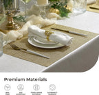 Leetaltree Gold Placemats Set of 8 - Heat Resistant Non-Slip Place mats for Dining Table, Washable Durable PVC Vinyl Woven Table Mats(Luxury Gold, 8)