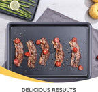 Cookie Sheets for Baking Nonstick - HONGBAKE Baking Sheet Pan Set of 3, Half/Quarter/Jelly Roll Pan for Oven with Diamond Texture Pattern, 57% Thicker Carbon Steel Cookie Trays, Dark Grey