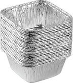 PLASTICPRO Disposable 4.25'' X 4.25 X 2'' Inch Square Aluminum Tin Foil Baking Pans Bakeware - Cookware Perfect for Baking Cakes,Brownies,Bread, Meatloaf, Lasagna, Pack of 25