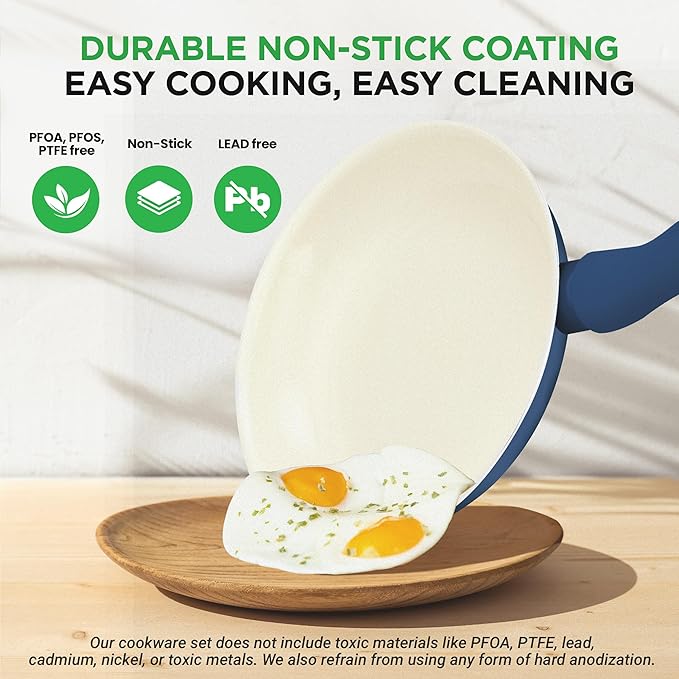Nutrichef 54 Piece Professional Grade Complete Home Kitchen Cookware Set, Ceramic Non-Stick Bakeware, Pot and Pans Kit, Cool-Touch Handles, Safe for Gas, Electric, Induction Cooktops, Easy Clean