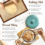 Banneton Bread Proofing Basket Set with Sourdough Bread Baking Supplies, A Complete Sourdough Starter Kit with Bread Lame, Danish Whish, Bowl & Dough Scraper, 2 Bread Slings, and Baking Mat