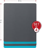Dexas Heavy Duty Cutting Board Grippmat, Flexible Cutting Boards for Kitchen, Set of 4, Non Slip Plastic Board Cutting Mat 8 by 11 inches, Gray and Turquoise Set Kitchen Gadgets