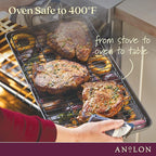 Anolon Advanced Hard Anodized Nonstick Double Burner Griddle with Multi-Purpose Rack, 10-Inch by 18-Inch, Indigo