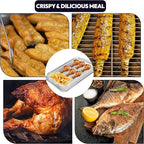 18.7" X 12.8" Extra Large Air Fryer Basket for Oven, Oven Air Fryer Basket and Tray Set With 30PCS Parchment Papers, Stainless Steel Air Fryer Pan and Crisper Tray for Frying Baking