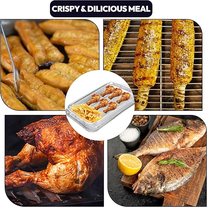 18.7" X 12.8" Extra Large Air Fryer Basket for Oven, Oven Air Fryer Basket and Tray Set With 30PCS Parchment Papers, Stainless Steel Air Fryer Pan and Crisper Tray for Frying Baking