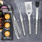 Uncle Gifts from Nephew, Gifts for Uncle Christmas, Grilling Accessories, Heavy Duty Stainless Steel Grill Set BBQ Grill Tools for Outdoor Grill with Aluminum Case, Camping Grill Utensils Set