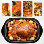 20 Quart Electric Roaster Oven with Self-Basting Lid, Turkey Roaster with Defrost Warm Function, Adjustable Temperature, Removable Pan Rack, Stainless Steel, Silver