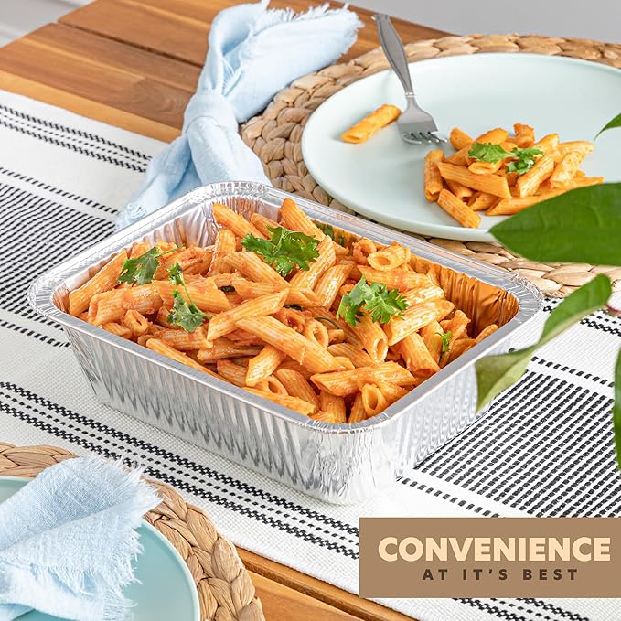 PLASTICPRO 10 Pack Aluminum Pans 8'' x 10" Disposable Pans with Covers Heavy Duty 5 lb Foil Pans for Baking and Cooking