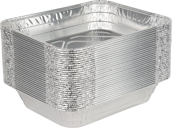 Stock Your Home 9x13 Aluminum Pans (20 Pack) - Disposable & Recyclable Foil Tray- Half Size Steam Table Deep Pans - Tin Foil Pans for Cooking, Heating, Storing, Prepping Food, BBQ, Grilling, Catering