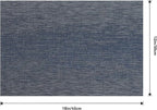 Leetaltree Denim Blue Placemats Set of 12 - Heat Resistant Non-Slip Place mats for Dining Table, Washable Durable PVC Vinyl Woven Table Mats（Denim Blue, 12）