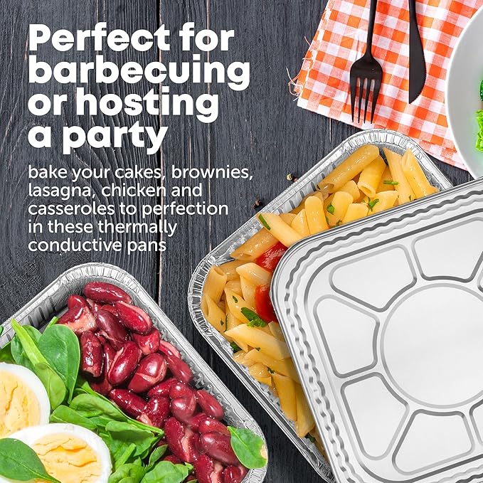 8x8 Disposable Aluminum Pans With Lids - 10 Pack Foil Pans For Cooking, Baking Cakes, Roasting & Homemade Breads - Disposable Food Containers With Foil Lids