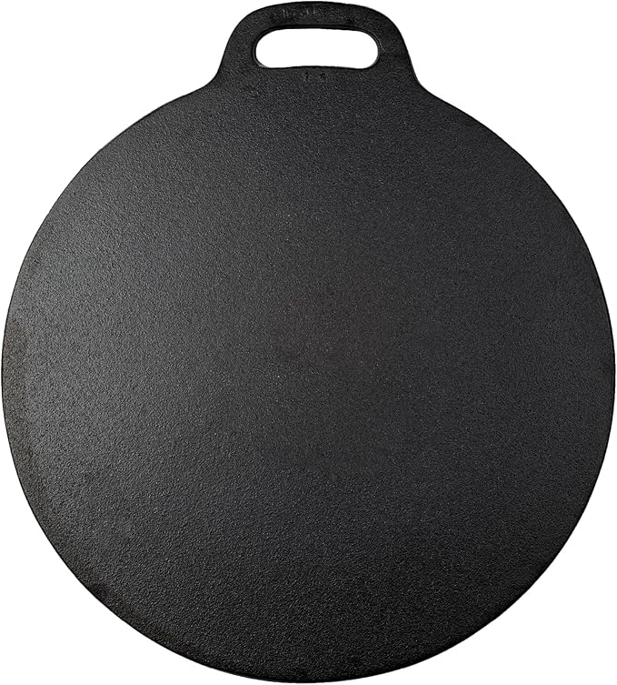 Victoria 12-Inch/30.5-Centimeter Cast Iron Tawa Dosa Pan, Cast Iron Pizza Pan and Crepe Pan with Loop Handle, Seasoned with Flaxseed Oil, Made in Colombia