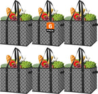 WISELIFE Reusable Grocery Bags [6 Pack],Large Grocery Tote Bag Water Resistant Shopping Bags Foldable Grocery Bag for Clothes,Shoes and Picnic,Black