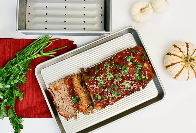 USA Pan Bakeware Aluminized Steel Meat Loaf Pan with Insert