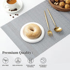Leetaltree Lunar Grey Placemats Set of 4 - Heat Resistant Non-Slip Place mats for Dining Table, Washable Durable PVC Vinyl Woven Table Mats（Lunar Grey, 4）