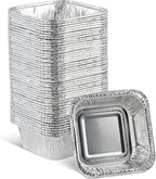 PLASTICPRO Disposable 3'' X 3 X 2'' Inch Square Aluminum Tin Foil Baking Pans Bakeware - Cookware Perfect for Baking Cakes,Brownies,Bread, Meatloaf, Lasagna, Pack of 50