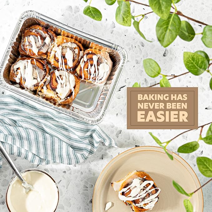 PLASTICPRO 50 Pack Aluminum Pans 6.5'' X 9" Disposable Pans with Covers Heavy Duty 2.25 lb Foil Pans for Baking and Cooking