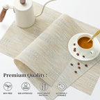 Leetaltree Wheat Placemats Set of 6 - Heat Resistant Non-Slip Place mats for Dining Table, Washable Durable PVC Vinyl Woven Table Mats（Wheat, 6）