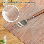 Leetaltree Coral Placemats Set of 12 - Heat Resistant Non-Slip Place mats for Dining Table, Washable Durable PVC Vinyl Woven Table Mats（Coral, 12）