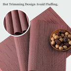 Leetaltree Burgundy Placemats Set of 4 - Heat Resistant Non-Slip Place mats for Dining Table, Washable Durable PVC Vinyl Woven Table Mats（Burgundy, 4）