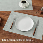Leetaltree Mint Cream Placemats Set of 8 - Heat Resistant Non-Slip Place mats for Dining Table, Washable Durable PVC Vinyl Woven Table Mats（Mint Cream, 8）